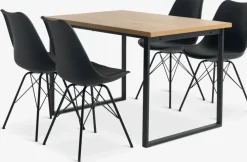 AABENRAA + KLARUPAABENRAA L120 table coloris chêne + 4 KLARUP chaises noir