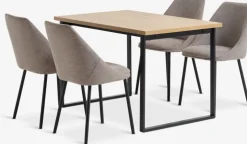 AABENRAA + VELLEVAABENRAA L120 table coloris chêne + 4 VELLEV chaises sable
