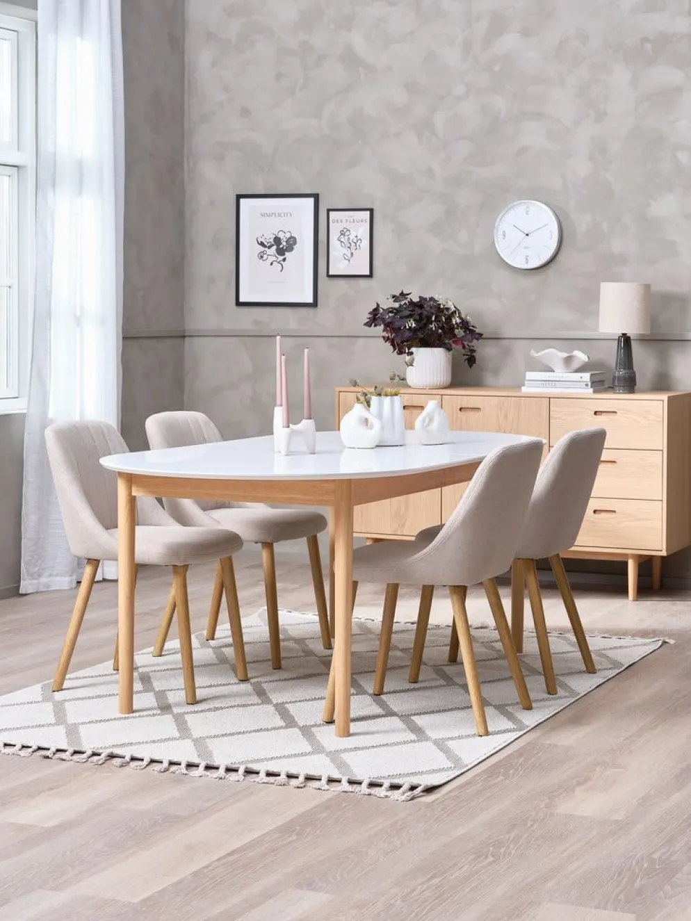 ADSLEVChaise ADSLEV sans accoudoir beige/coloris chêne naturel