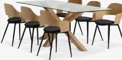 AGERBY + HVIDOVREAGERBY L190 table chêne naturel + 4 HVIDOVRE chaises noir