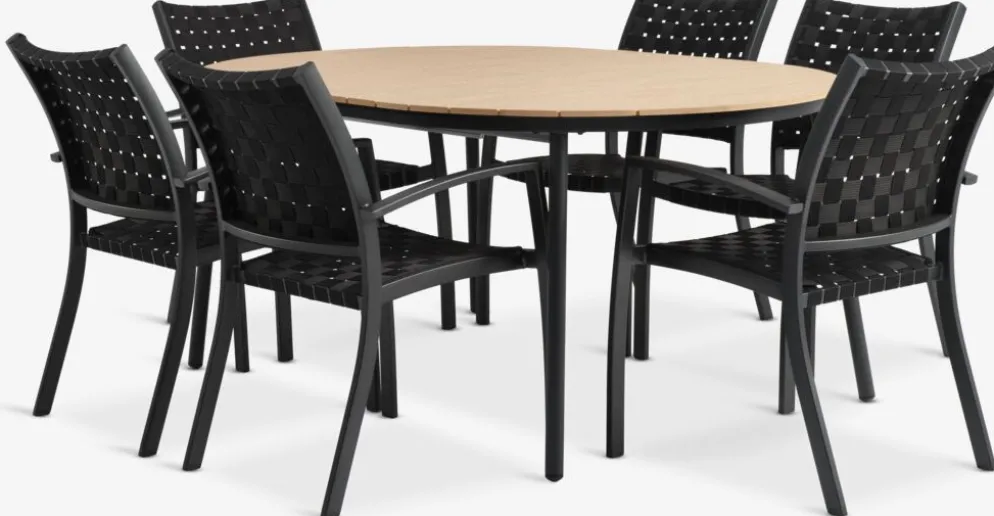 AKTIVEN + GLOMFJORDAKTIVEN L118/168 table naturel + 4 GLOMFJORD chaises