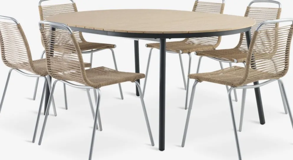 AKTIVEN + MIDDAGSBERGETAKTIVEN L118/168 table + 4 MIDDAGSBERGET chaises naturel