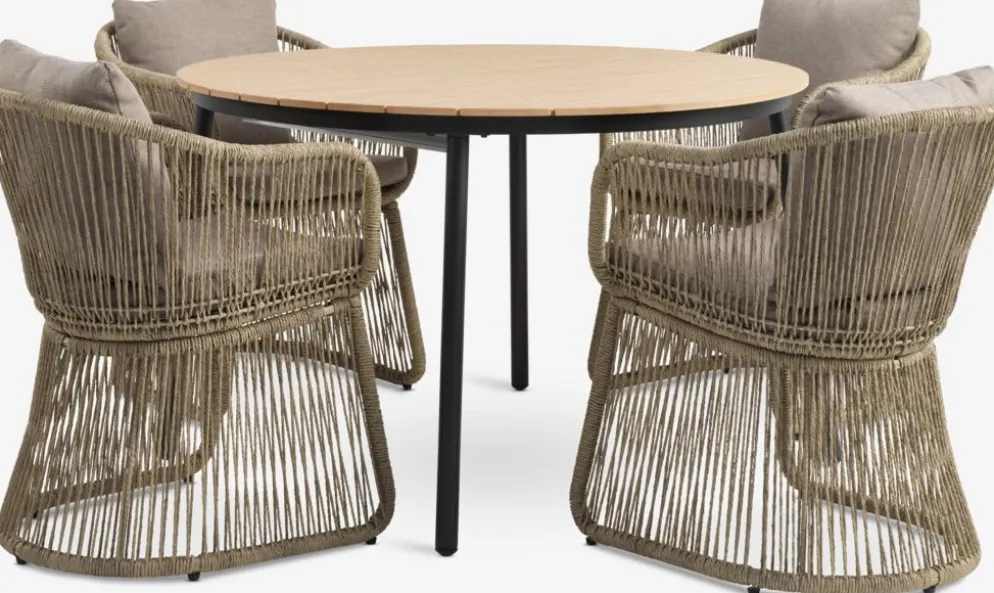 AKTIVEN + STORDALENAKTIVEN L118/168 table + 4 STORDALEN chaises naturel
