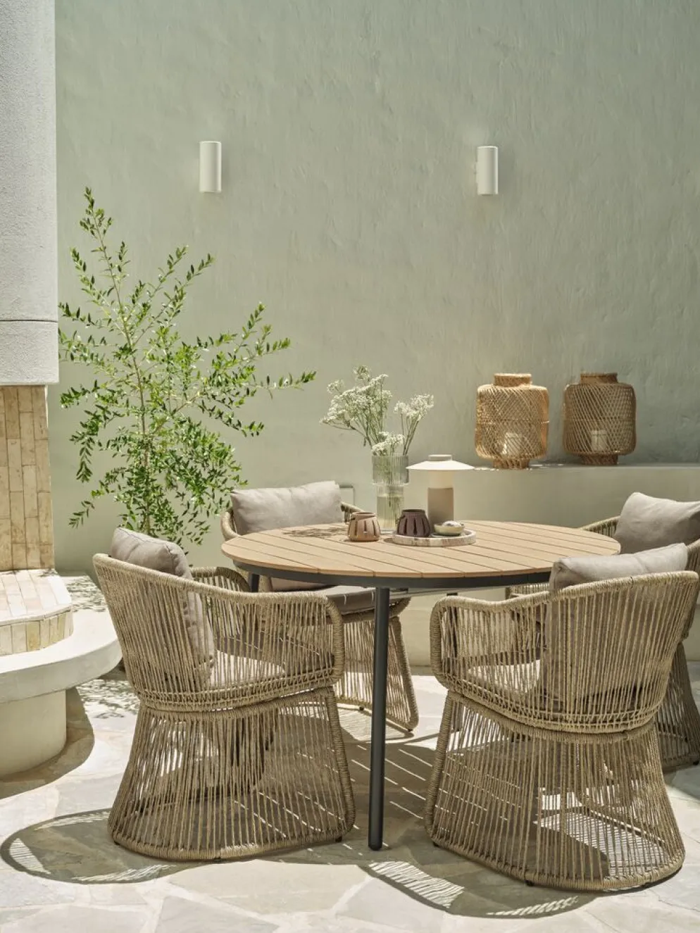AKTIVEN + STORDALENAKTIVEN L118/168 table + 4 STORDALEN chaises naturel