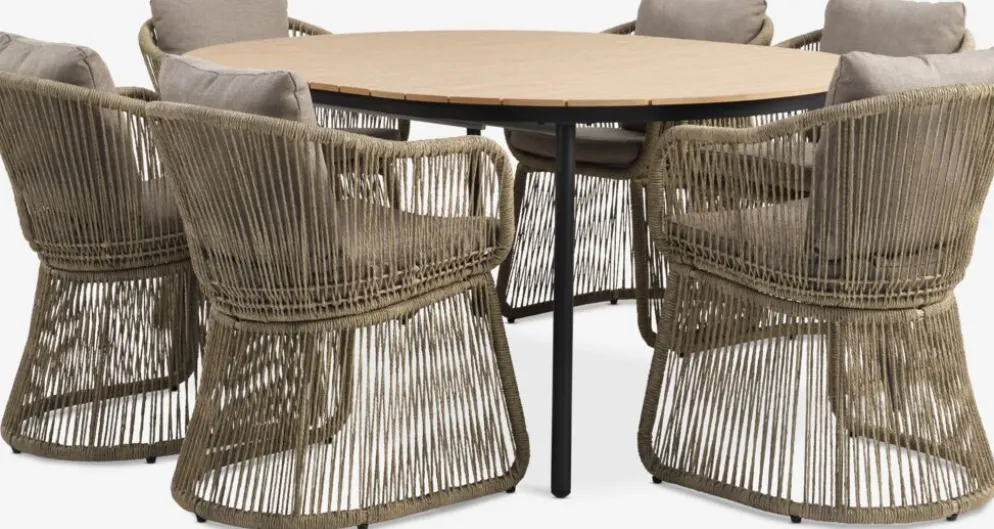 AKTIVEN + STORDALENAKTIVEN L118/168 table + 4 STORDALEN chaises naturel