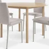 ALSTED + BRANDEALSTED Ø120 table chêne naturel + 4 BRANDE chaises beige