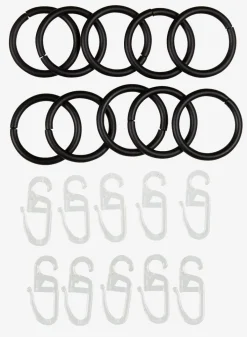 Anneau rideau a/crochet 10pcs/pqt noir