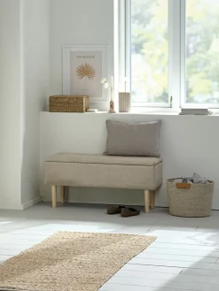 BADSTEDBanc BADSTED a/rangement tissu beige/coloris chêne