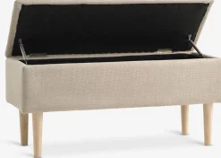BADSTEDBanc BADSTED a/rangement tissu beige/coloris chêne