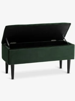 BADSTEDBanc BADSTED a/rangement velours vert foncé/noir