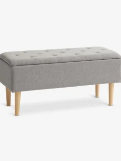 BADSTEDBanc BADSTED a/rangement tissu gris clair/coloris chêne