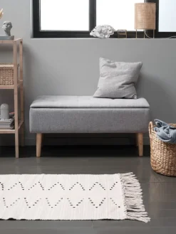BADSTEDBanc BADSTED a/rangement tissu gris clair/coloris chêne