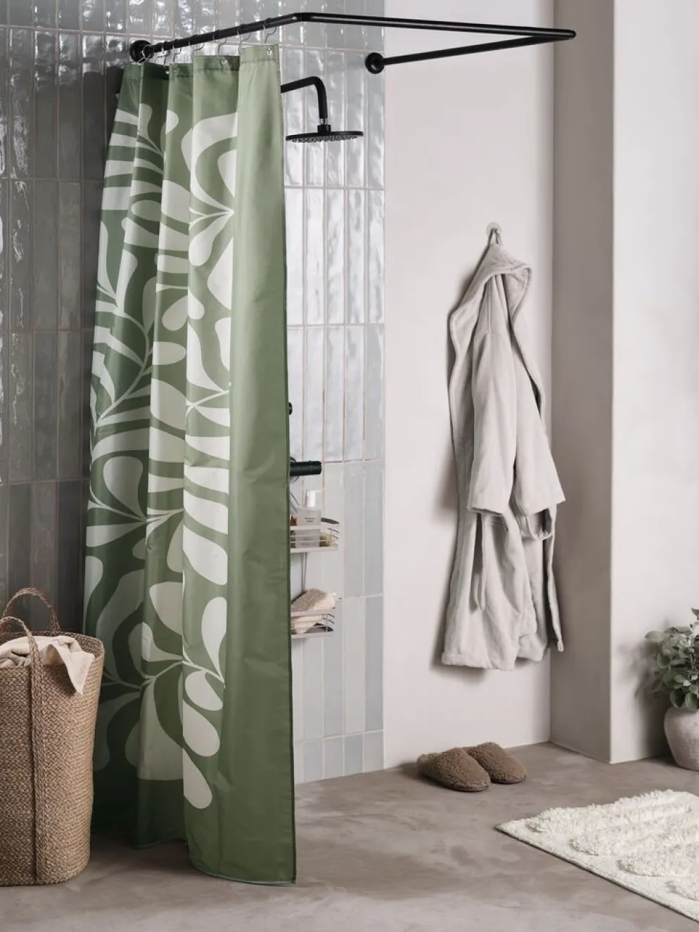 BAGGETORPPlusRideau de douche BAGGETORP 180x200 vert olive