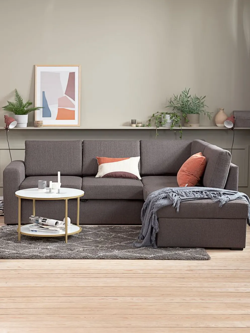 BEDSTEDCanapé convertible avec méridienne BEDSTED gris