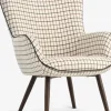 BIERSTEDFauteuil BIERSTED à carreaux tissu beige/brun