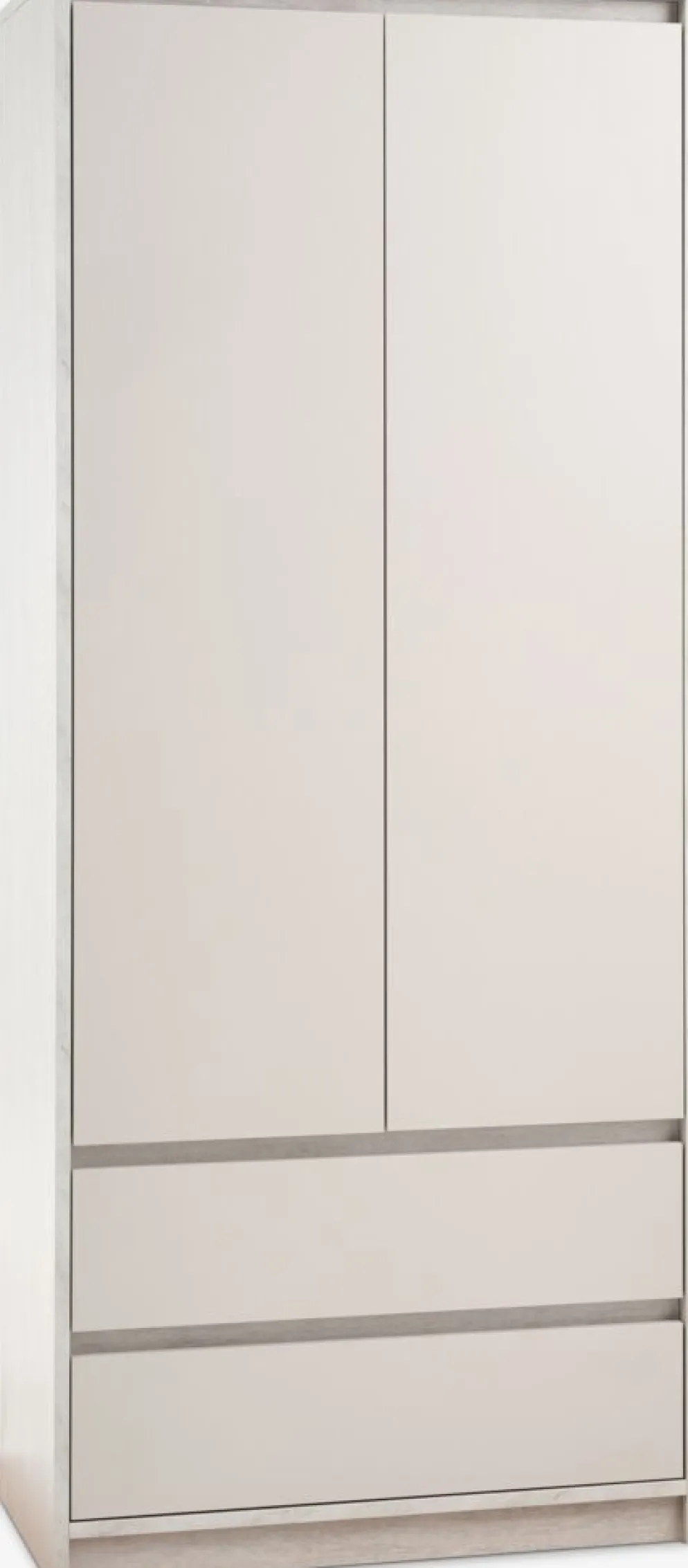 BILLUNDArmoire BILLUND 80x193 2 portes 2 tir. colo. travertin/beige