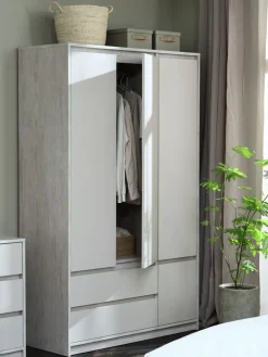 BILLUNDArmoire BILLUND 119x193 4 portes 2 tir. colo travertin/beige