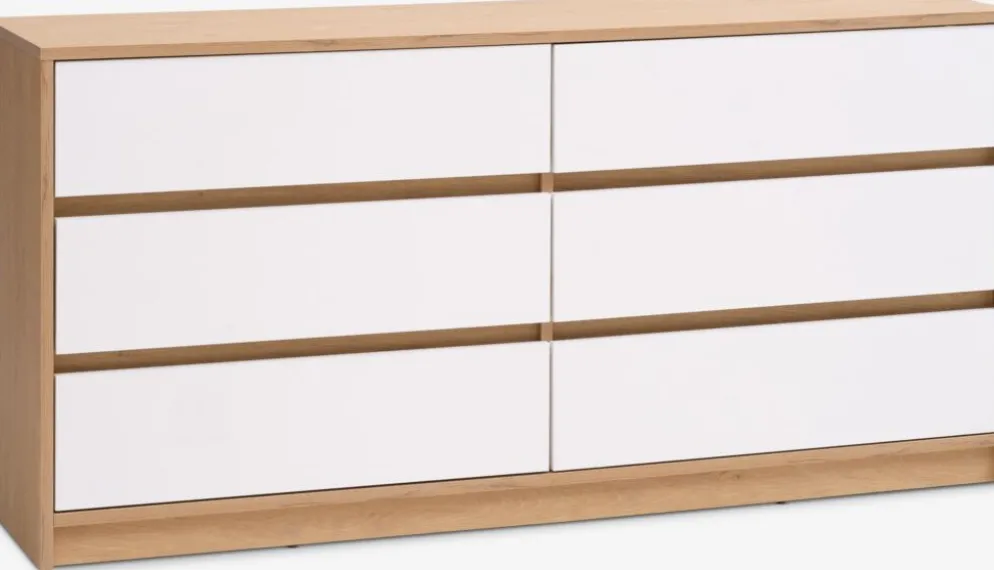 BILLUNDCommode 3+3 tiroirs BILLUND blanc/coloris chêne naturel
