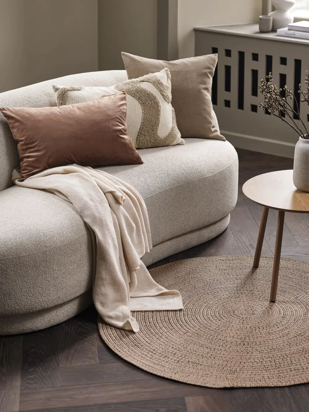BUESTARRTapis BUESTARR Ø120 naturel/gris
