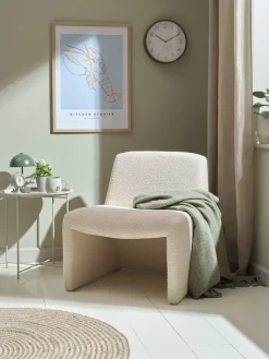 BULLERUPFauteuil lounge BULLERUP tissu teddy blanc cassé