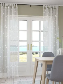 DOLMARideau DOLMA 1x140x245 broderie blanc cassé