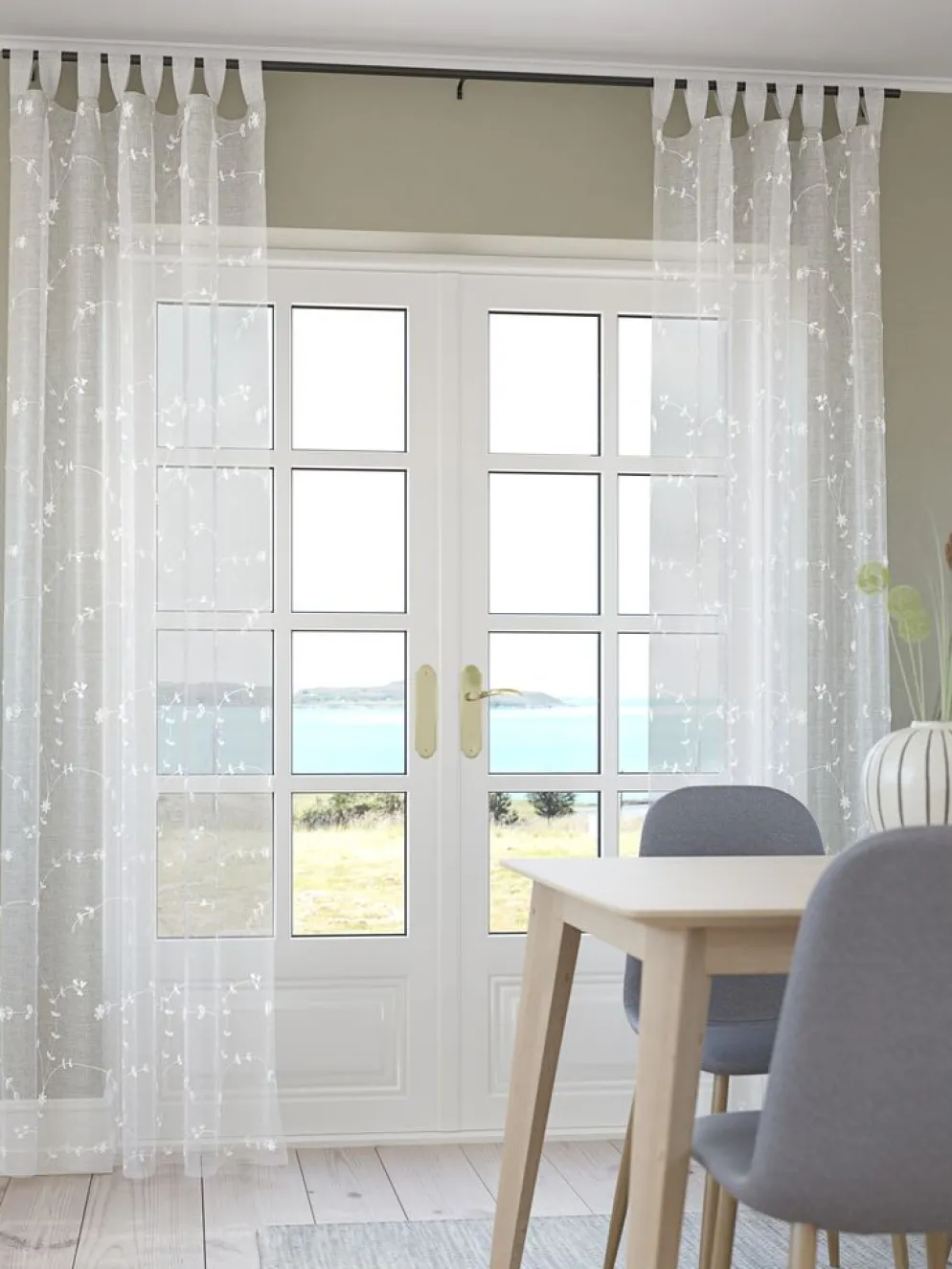DOLMARideau DOLMA 1x140x245 broderie blanc cassé