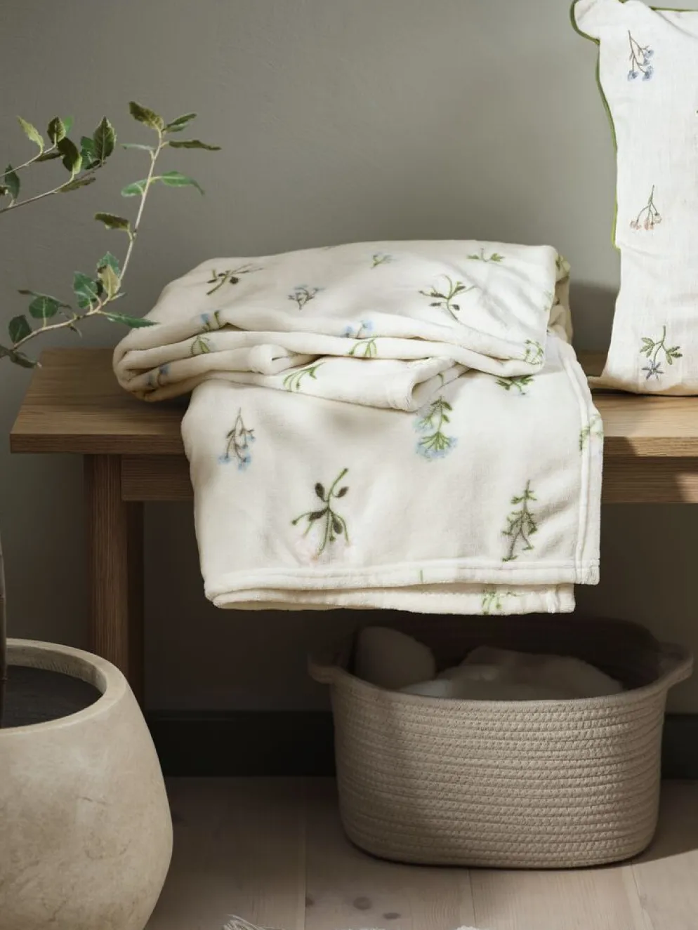 ENGSOLEIPlaid en polaire ENGSOLEI 130x170 blanc/vert