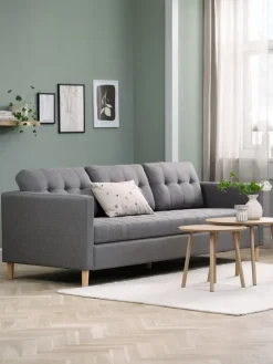FALSLEVCanapé FALSLEV 3 places tissu gris