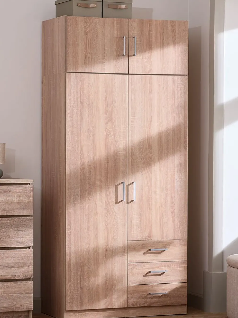 FANDRUPArmoire FANDRUP 97x176 2 portes 3 tiroirs coloris chêne c.