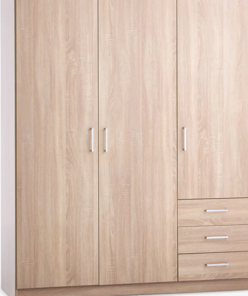 FANDRUPArmoire FANDRUP 145x176 3 portes 3 tiroirs coloris chêne c.