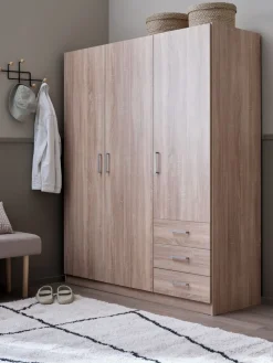 FANDRUPArmoire FANDRUP 145x176 3 portes 3 tiroirs coloris chêne c.