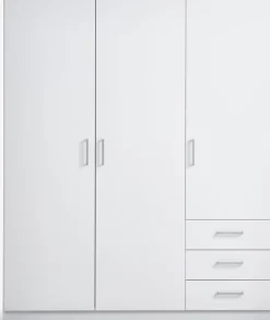 FANDRUPArmoire FANDRUP 145x176 3 portes 3 tiroirs blanc