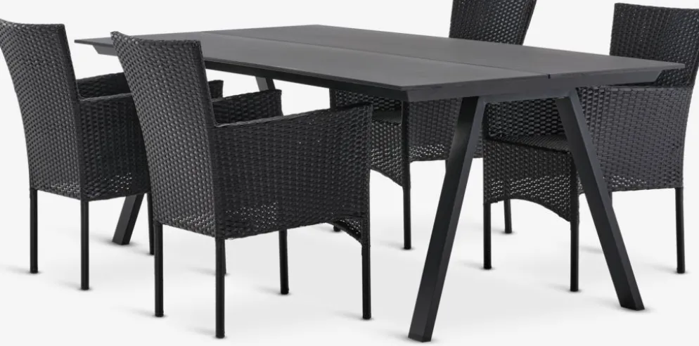 FAUSING + AIDTFAUSING L220 table + 4 AIDT chaises noir