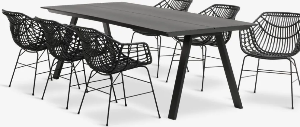 FAUSING + ILDERHUSEFAUSING L220 table + 4 ILDERHUSE chaises noir
