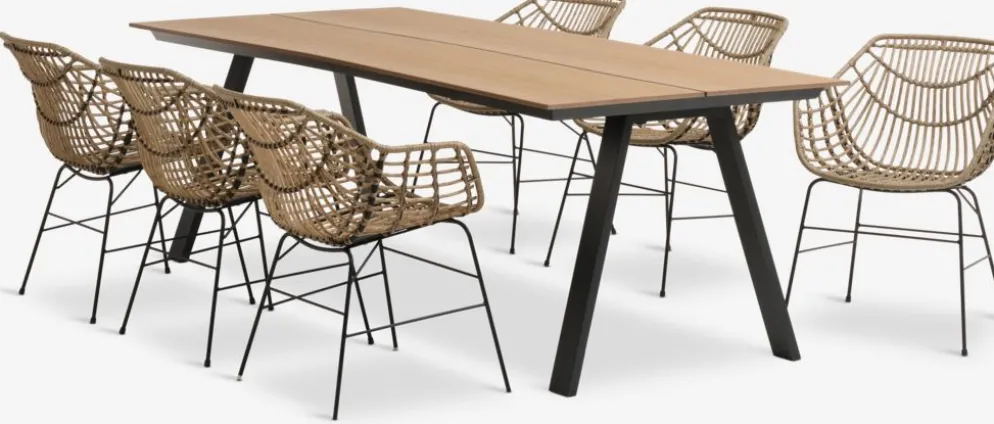 FAUSING + ILDERHUSEFAUSING L220 table + 4 ILDERHUSE chaises naturel