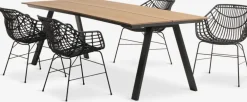 FAUSING + ILDERHUSEFAUSING L220 table naturel + 4 ILDERHUSE chaises noir