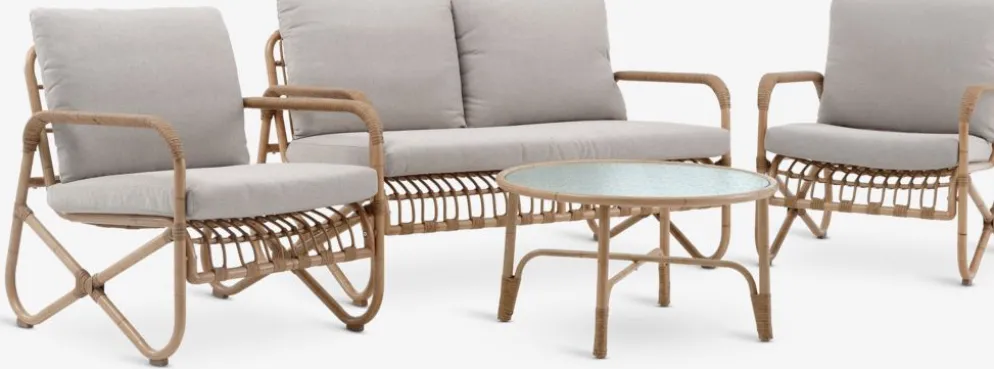 FJANDEnsemble lounge FJAND 4 personnes bambou naturel
