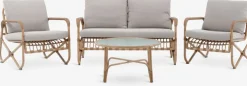 FJANDEnsemble lounge FJAND 4 personnes bambou naturel