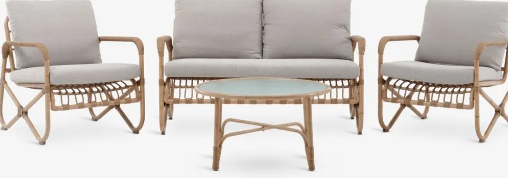 FJANDEnsemble lounge FJAND 4 personnes bambou naturel