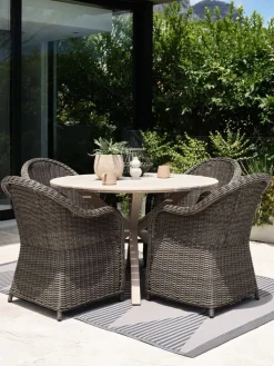 FUGLSAND + GAMMELBYFUGLSAND Ø120 table bois dur + 4 GAMMELBY chaise gris