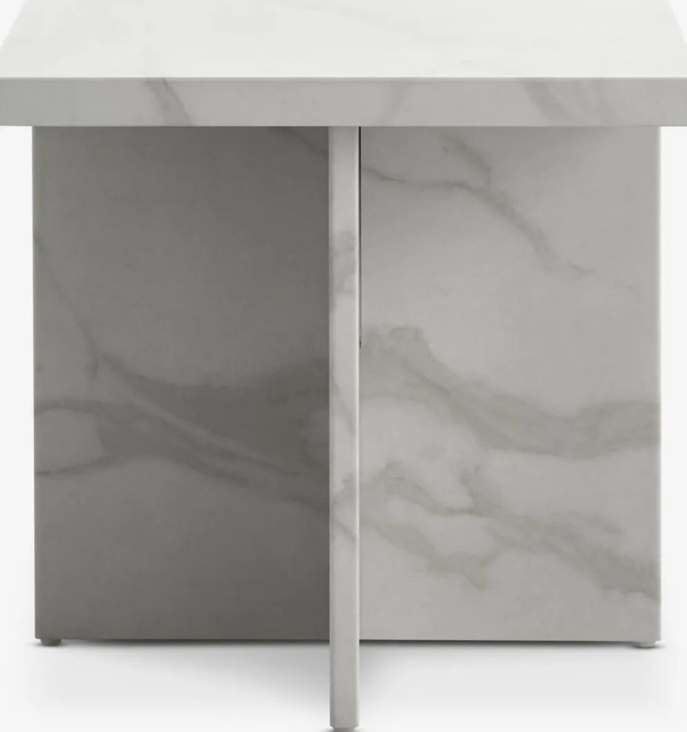 GANDRUPBout de canapé GANDRUP 45x45 coloris marbre blanc