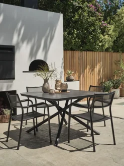 GOTHENBURG + HEMSEDALGOTHENBURG L120 table gris + 4 HEMSEDAL chaises noir