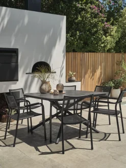 GOTHENBURG + HEMSEDALGOTHENBURG L120 table gris + 4 HEMSEDAL chaises noir