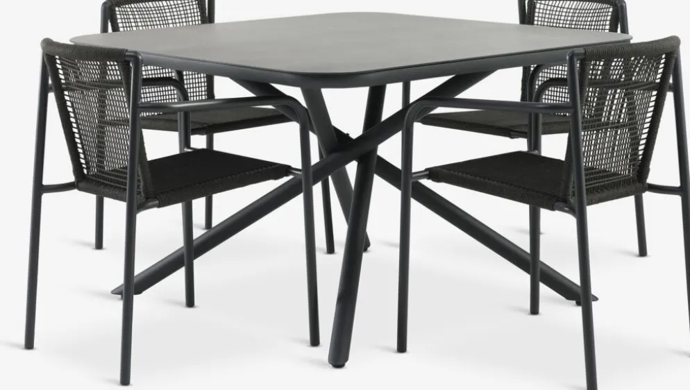 GOTHENBURG + KRISTIANSTADGOTHENBURG L120 table gris + 4 KRISTIANSTAD chaises vert