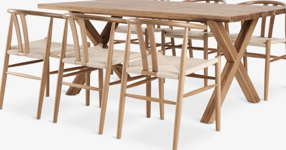 GRIBSKOV + GUDERUPGRIBSKOV L230 table chêne naturel + 4 GUDERUP chaises chêne