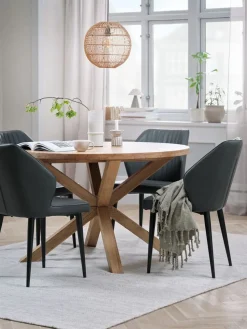 GRIBSKOV + LUNDERSKOVGRIBSKOV Ø120 table chêne + 4 LUNDERSKOV chaises anthracite