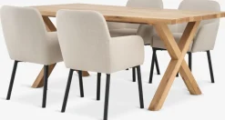 GRIBSKOV + SOTTRUPGRIBSKOV L180 table chêne naturel + 4 SOTTRUP chaises beige