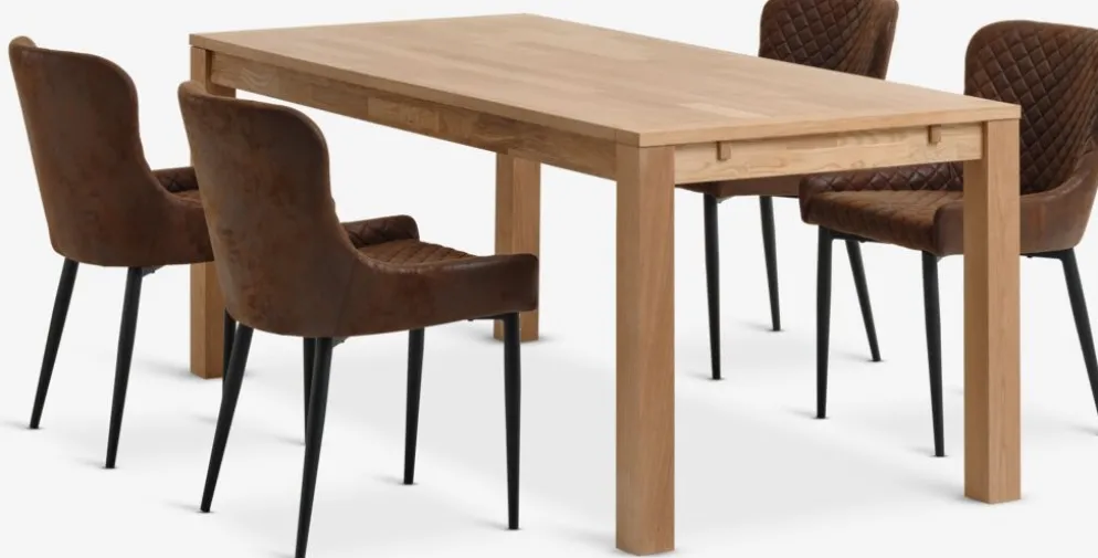 HAGE + PEBRINGEHAGE L190 table chêne naturel + 4 PEBRINGE chaises brun/noir