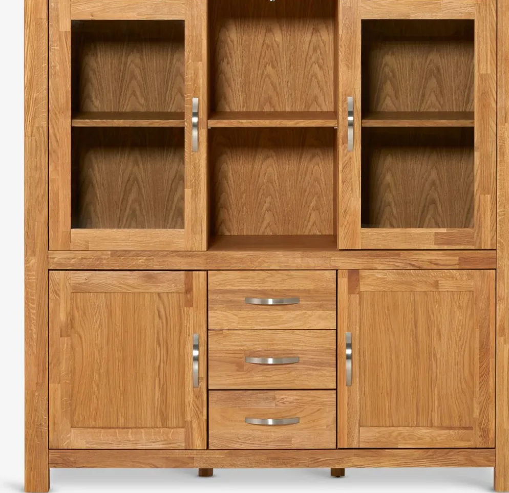 HAGEVitrine HAGE 4 portes 3 tiroirs chêne naturel