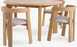 HARESKOV + BOVRUPHARESKOV Ø129 table coloris chêne naturel + 4 BOVRUP chaises